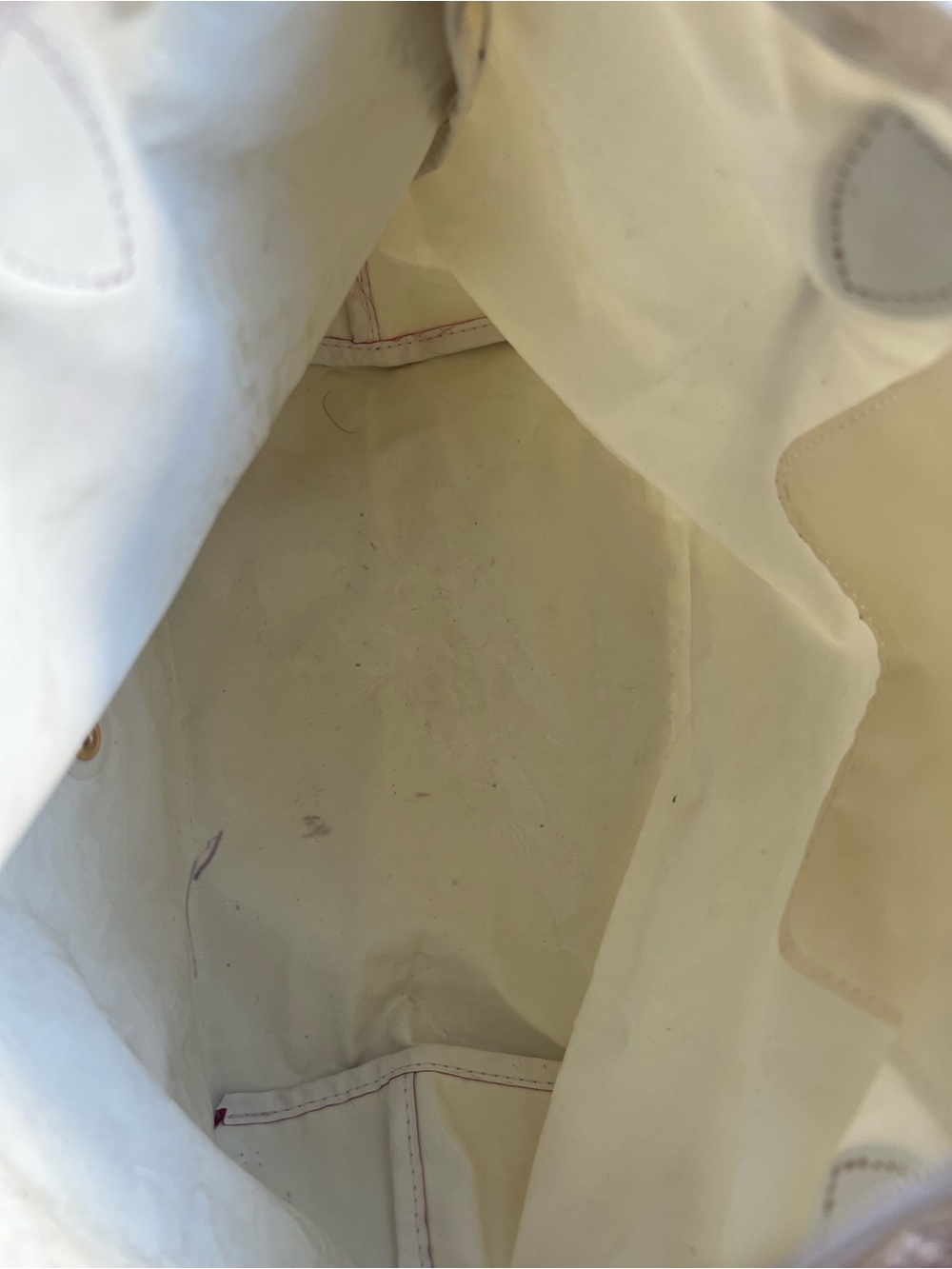 Longchamp Small White/ Cream Le Pliage Tote with Brown Leather Trim - Picture 9 of 9
